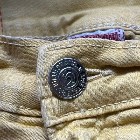 True Religion Yellow Joey Cut Off Shorts Sz 26 - Picture 6 of 8